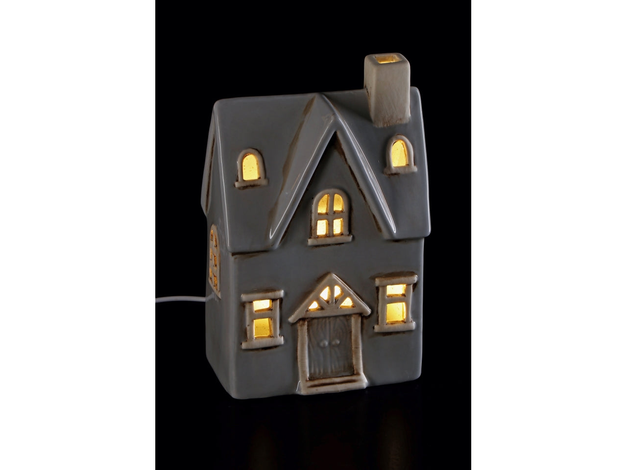 Casetta in ceramica con led colorata 12x7xh.18cm, 6 assortimenti