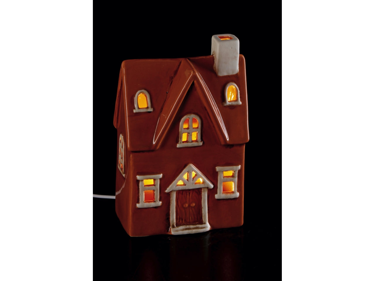Casetta in ceramica con led colorata 12x7xh.18cm, 6 assortimenti