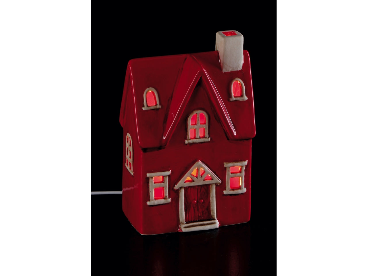 Casetta in ceramica con led colorata 12x7xh.18cm, 6 assortimenti