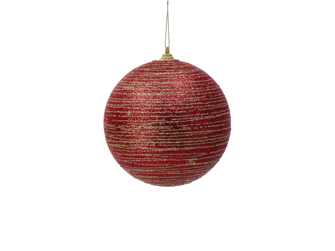 Pallina di Natale 12cm a righe oro e rosso, 2 assortimenti