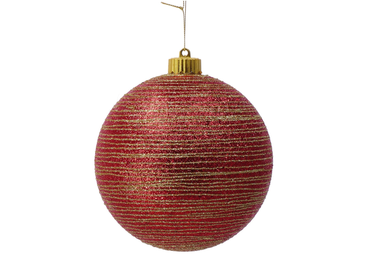 Pallina di Natale 15cm a righe oro e rosso, 2 assortimenti