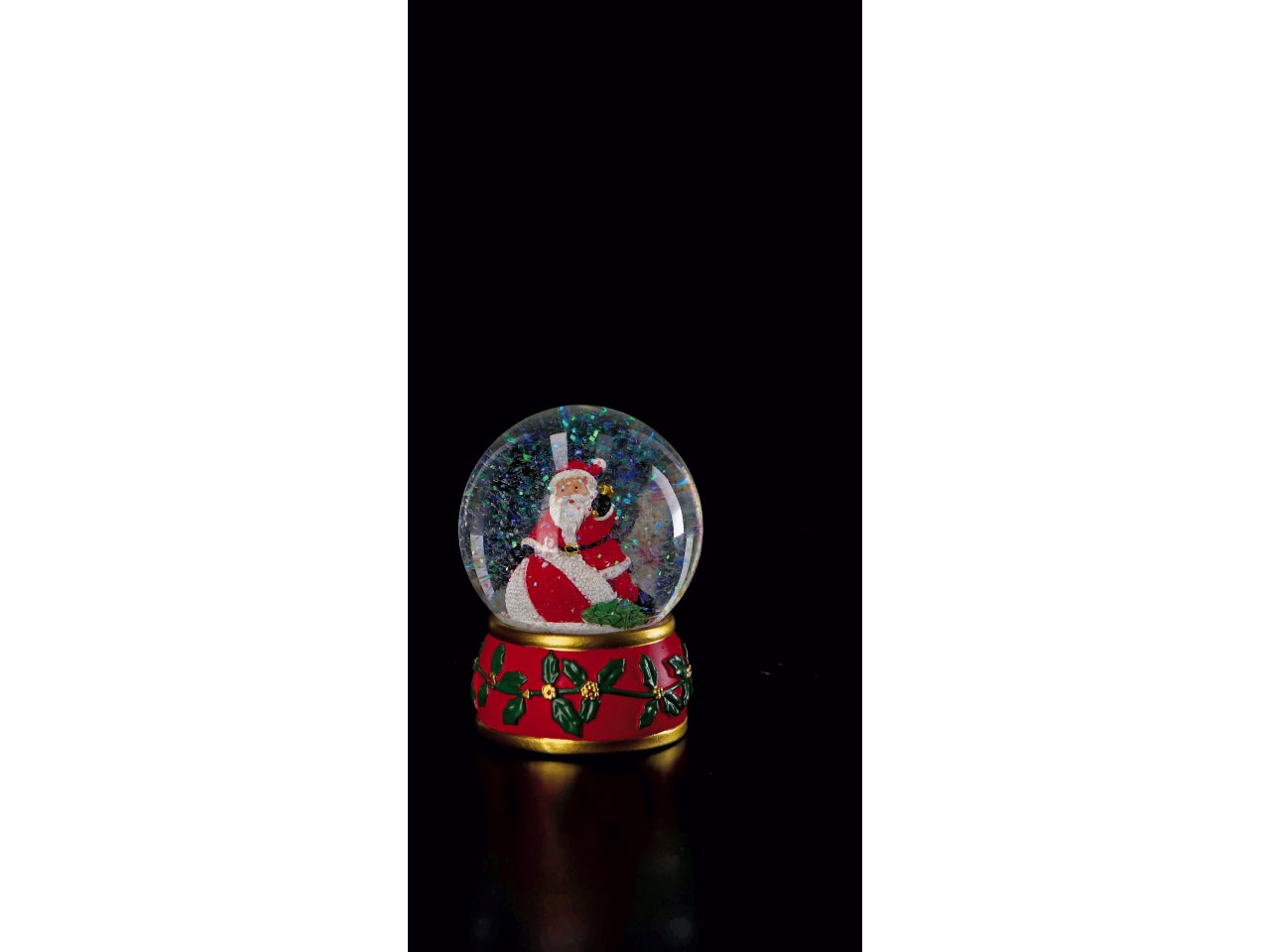Palla di neve in vetro e resina con led 8xh.11cm, 4 decori assortiti