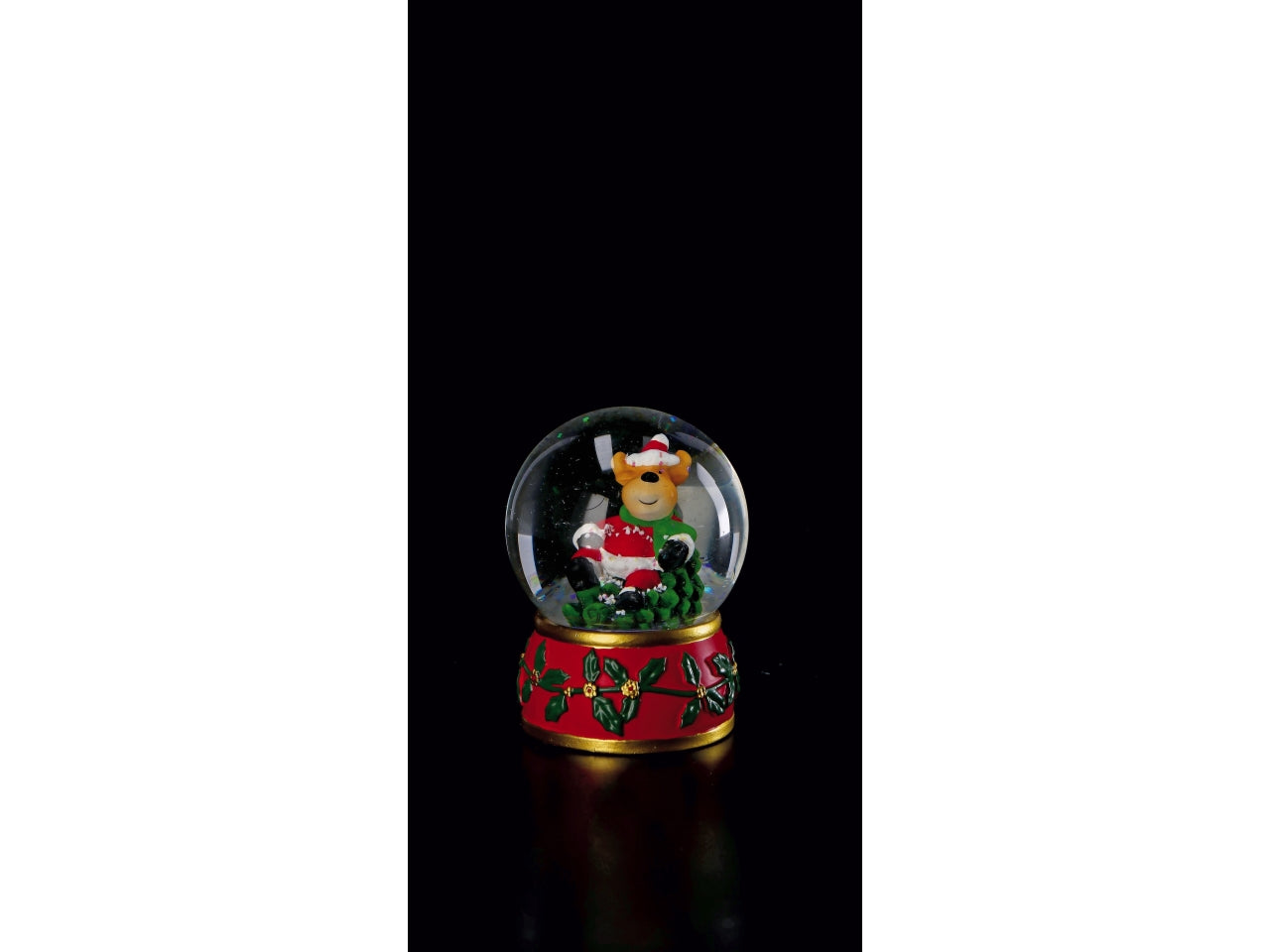 Palla di neve in vetro e resina con led 8xh.11cm, 4 decori assortiti