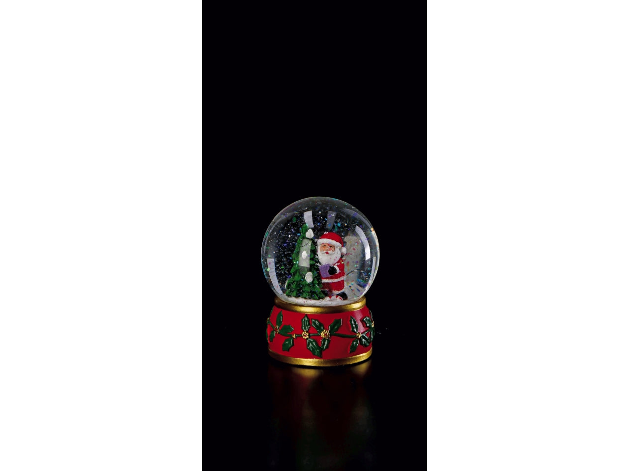 Palla di neve in vetro e resina con led 8xh.11cm, 4 decori assortiti