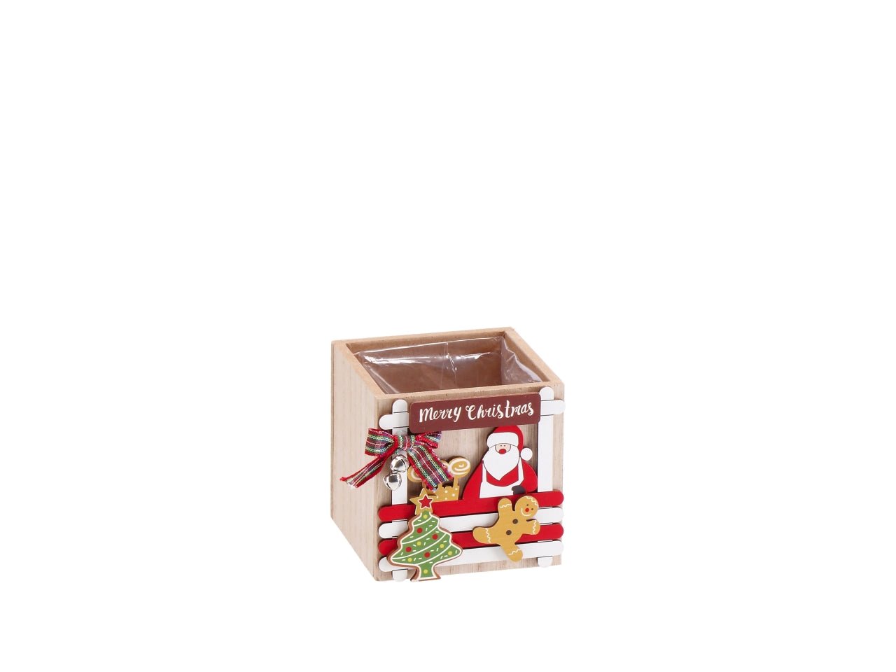 Cachepot natalizio in mdf 8x8xh.8cm, 2 decori assortiti