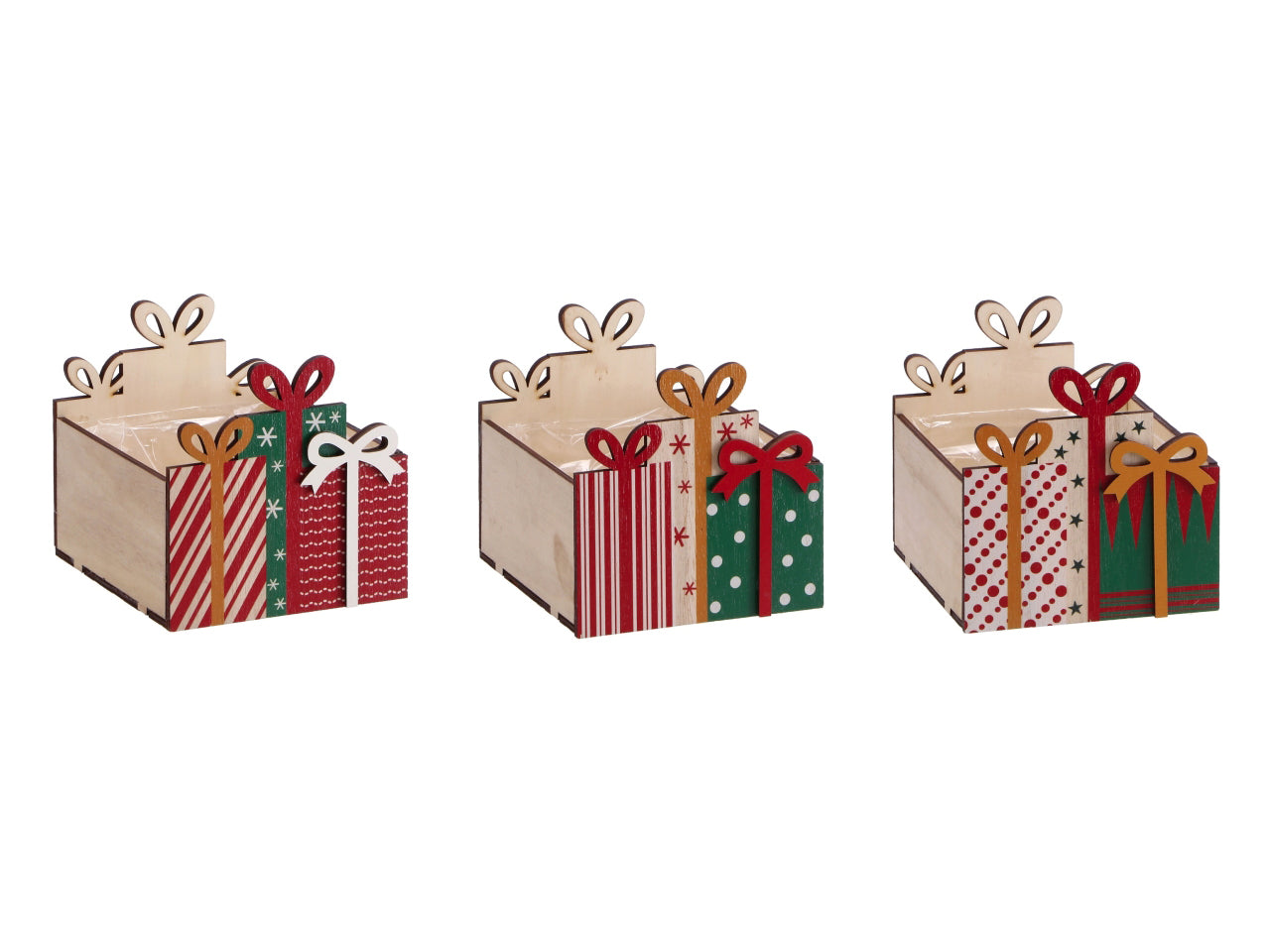 Cachepot natalizio in mdf 12x13xh.12cm, 3 decori assortiti