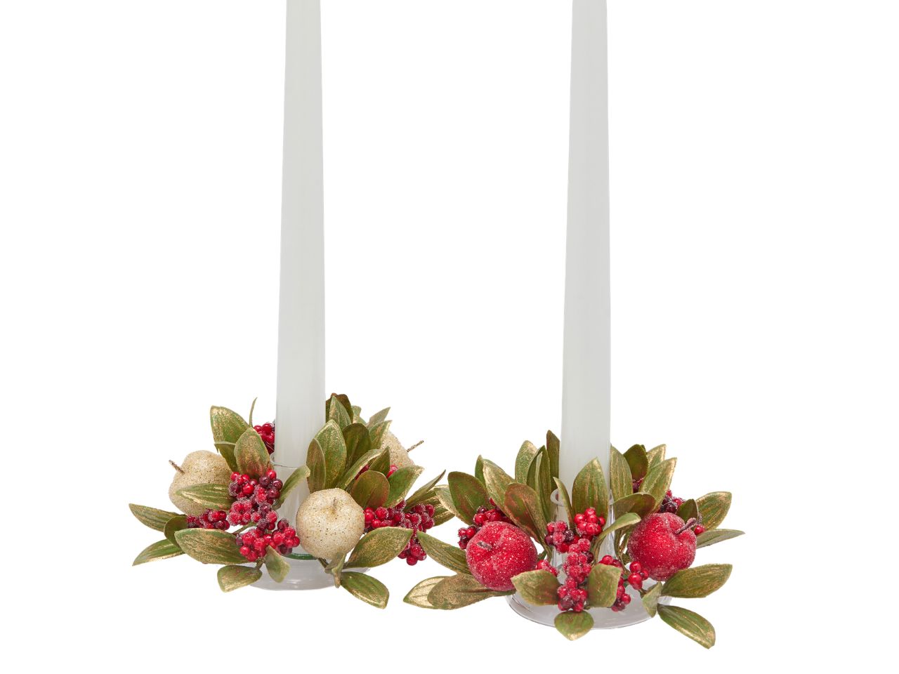 Girocandela 15cm in plastica con mele e foglie in 2 colori assortiti