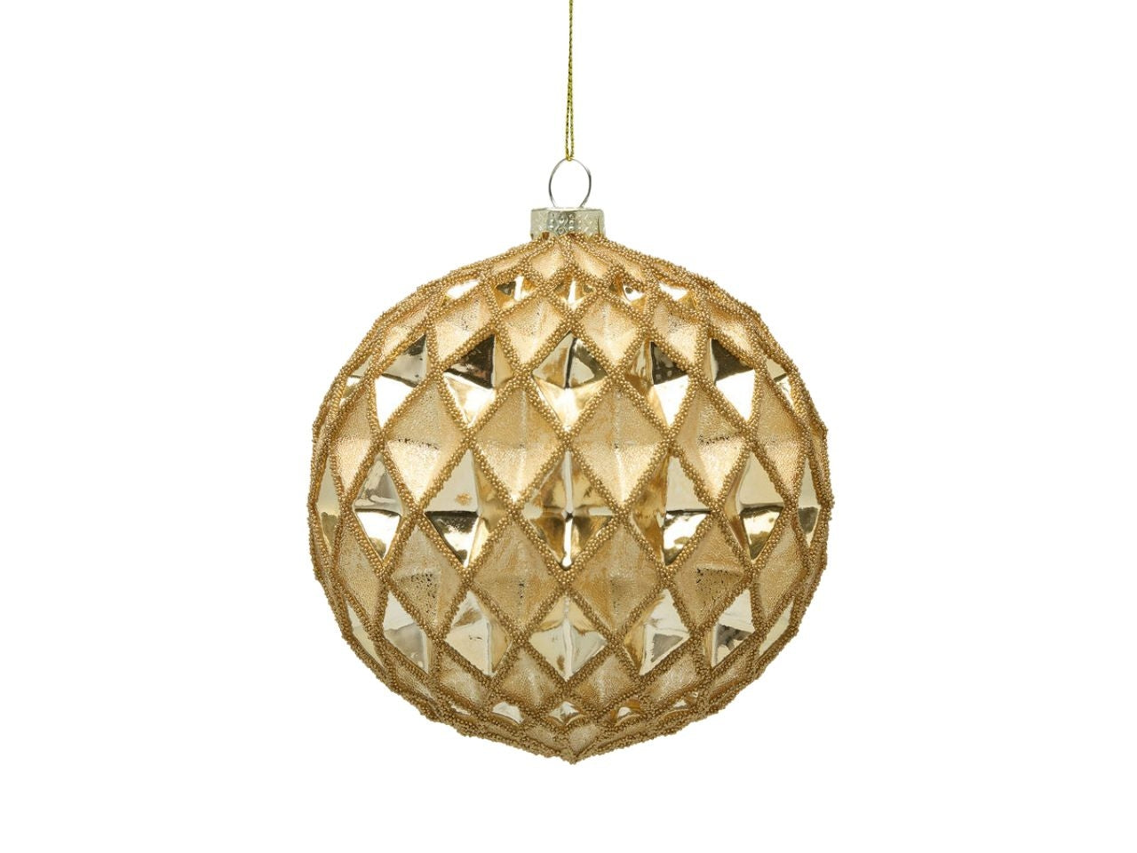 Palla rombi in vetro colore oro d.12cm