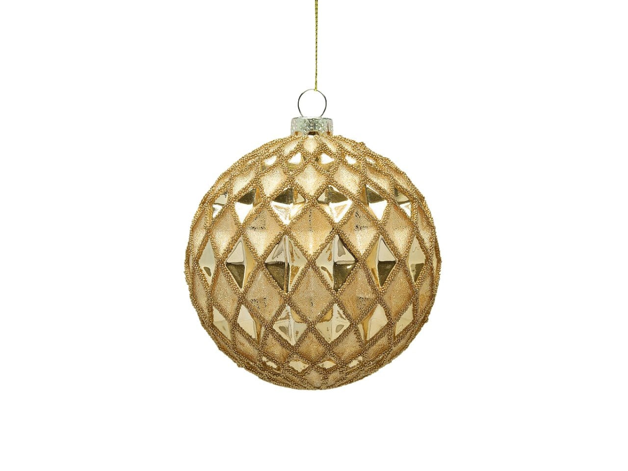 Palla rombi in vetro colore oro d.10cm