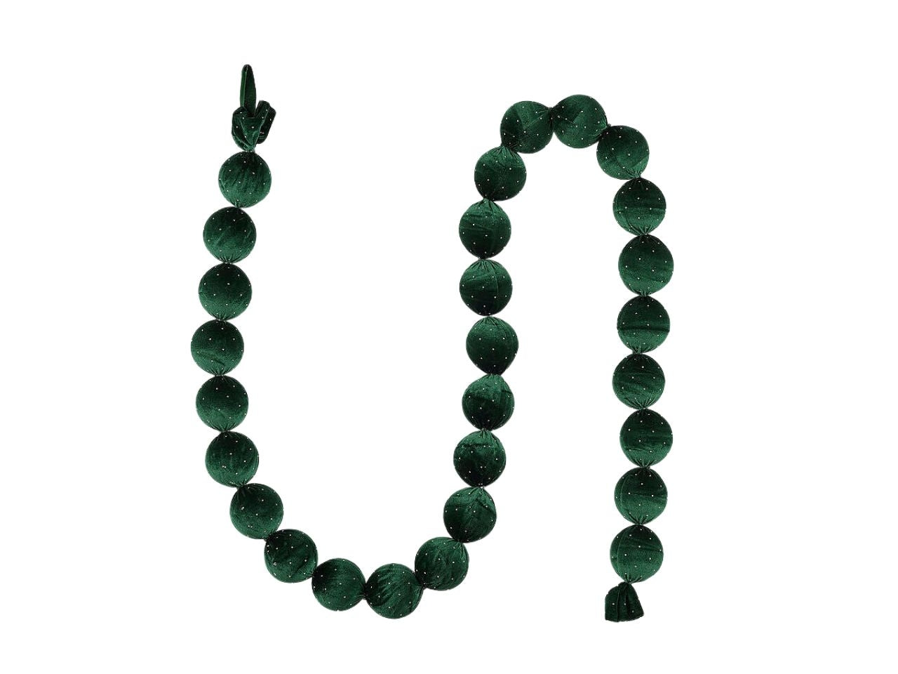 Ghirlanda 180cm con palle in plastica d.6cm verde scuro