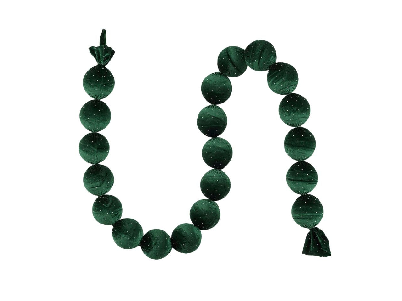 Ghirlanda 180cm con palle in plastica d.8cm verde scuro