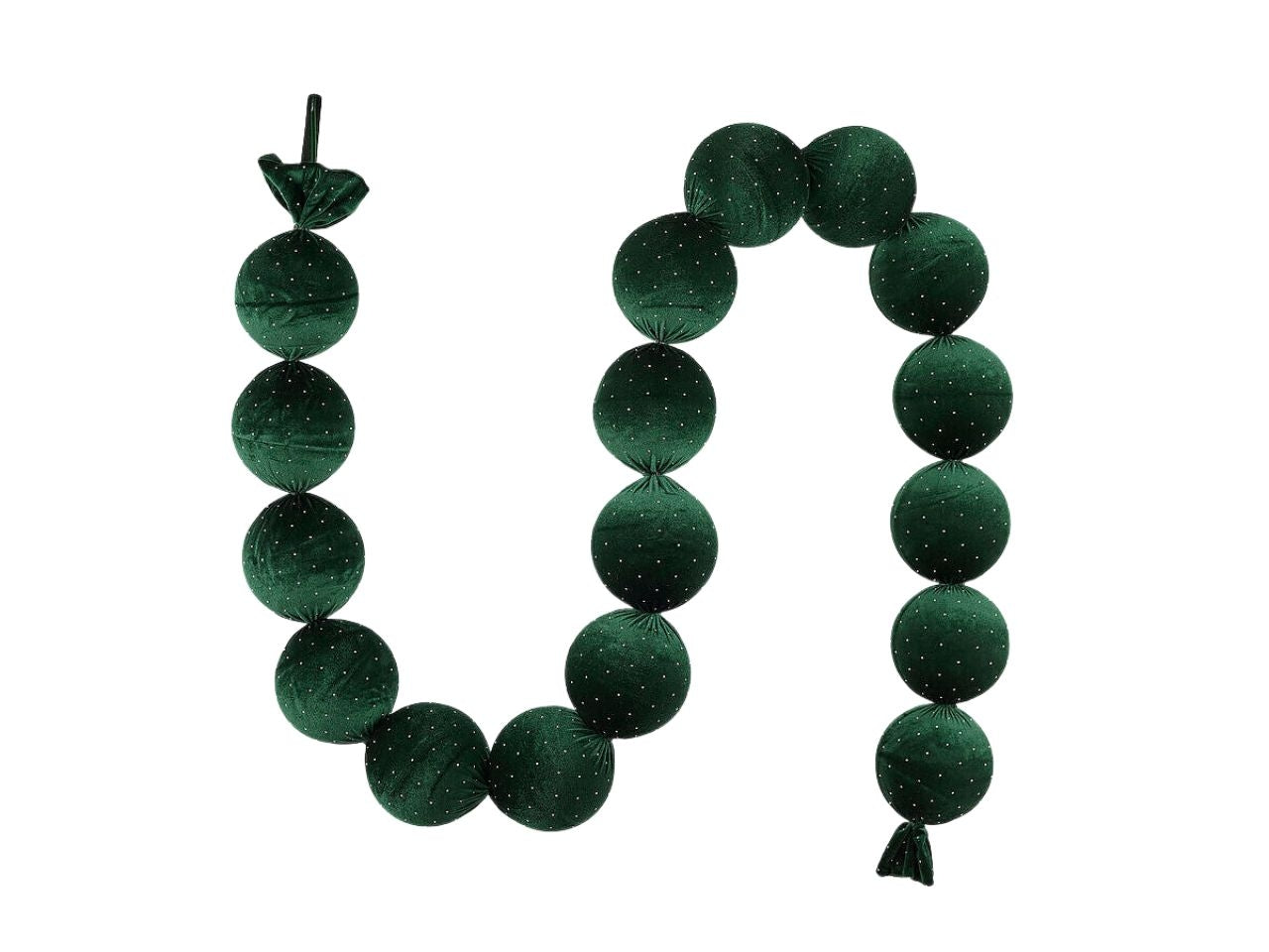Ghirlanda 180cm con palle in plastica d.10cm verde scuro