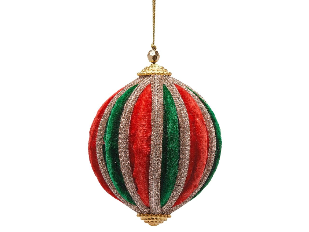 Palla velluto spicchi in tessuto colore verde e rosso d.10cm