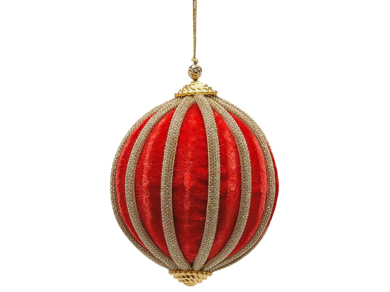 Palla velluto spicchi in tessuto colore rosso d.10cm