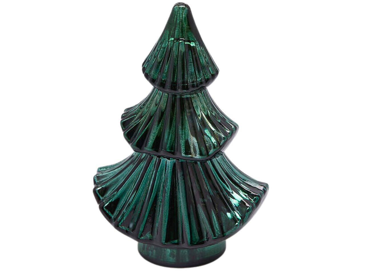 Candela forest in vetro verde 15xh.25cm con cera profumata fico e gelsomino 350gr 70h h.25cm
