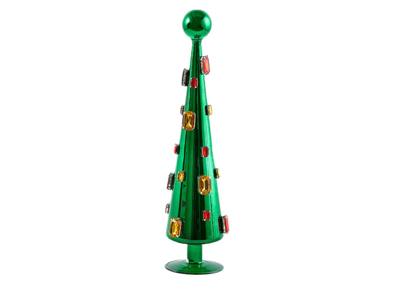 Albero cono in vetro 34cm Super gemme verde