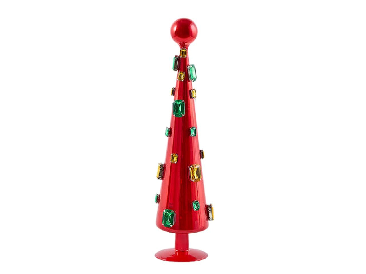 Albero cono in vetro 34cm Super gemme rosso