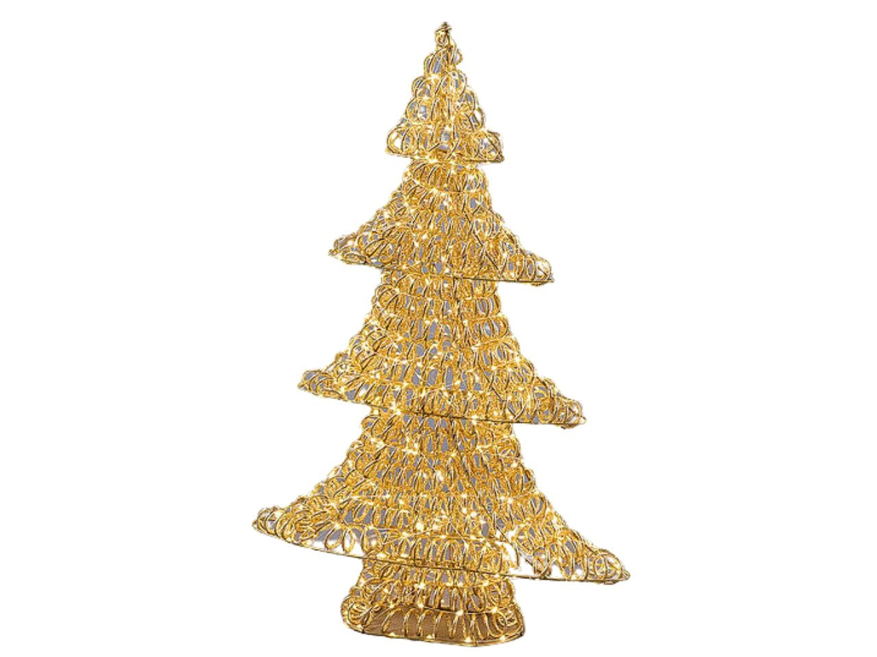 Albero Curly maxi 80cm in plastica e metallo oro, 600microled a corrente con timer per interno/estero