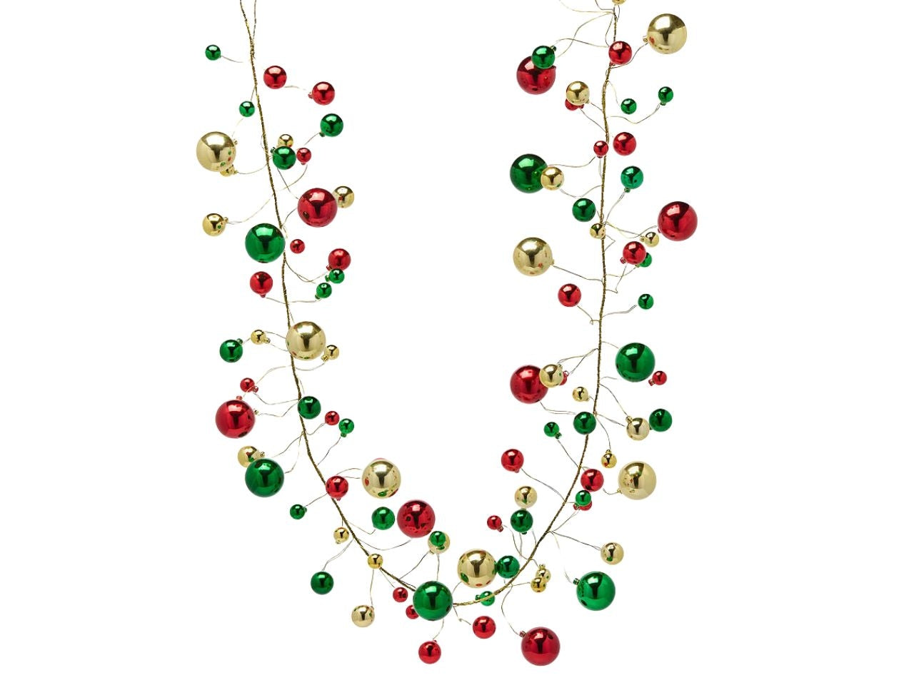 Ghirlanda 180cm pallemix oro, verde e rosso