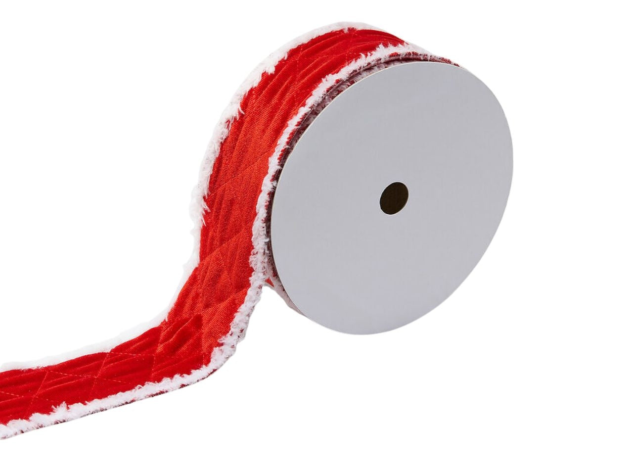 Nastro in velluto bianco e rosso 6,3cmx10mt