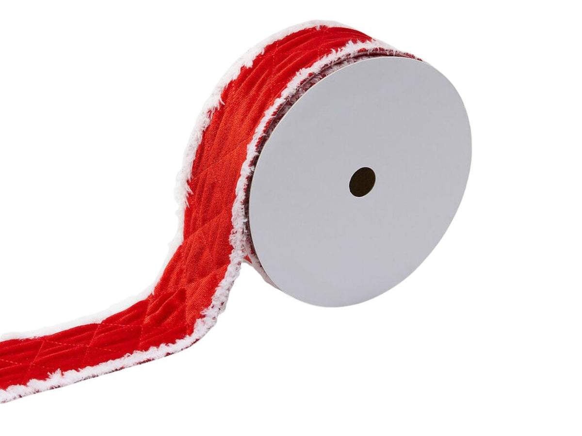 Nastro in velluto bianco e rosso 6,3cmx10mt