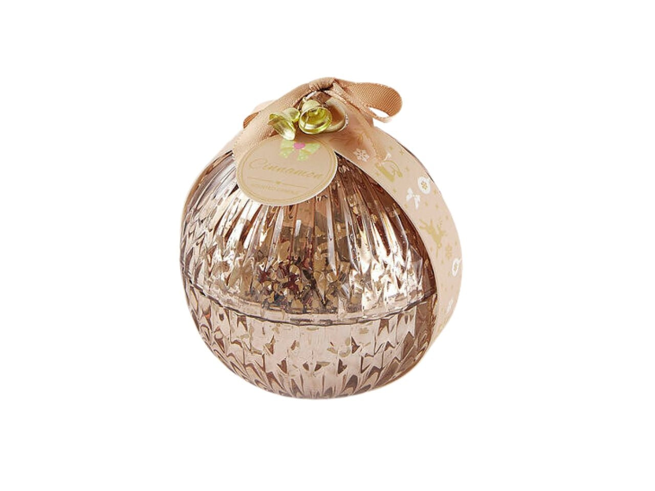 Palla in vetro 11cm con candela, profumazione cannella 145gr 12h