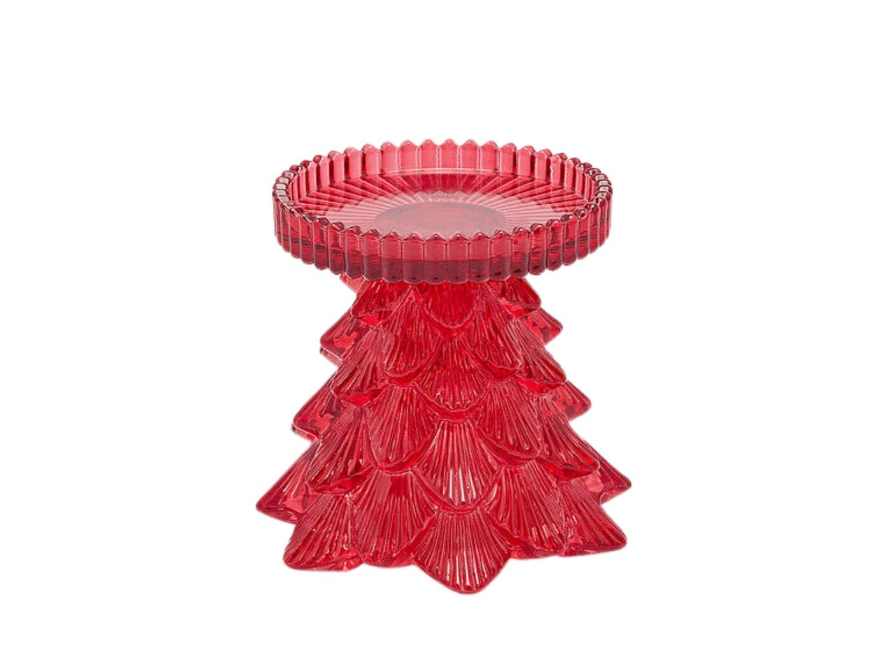 Portacandela albero in vetro 12xh.11cm rosso