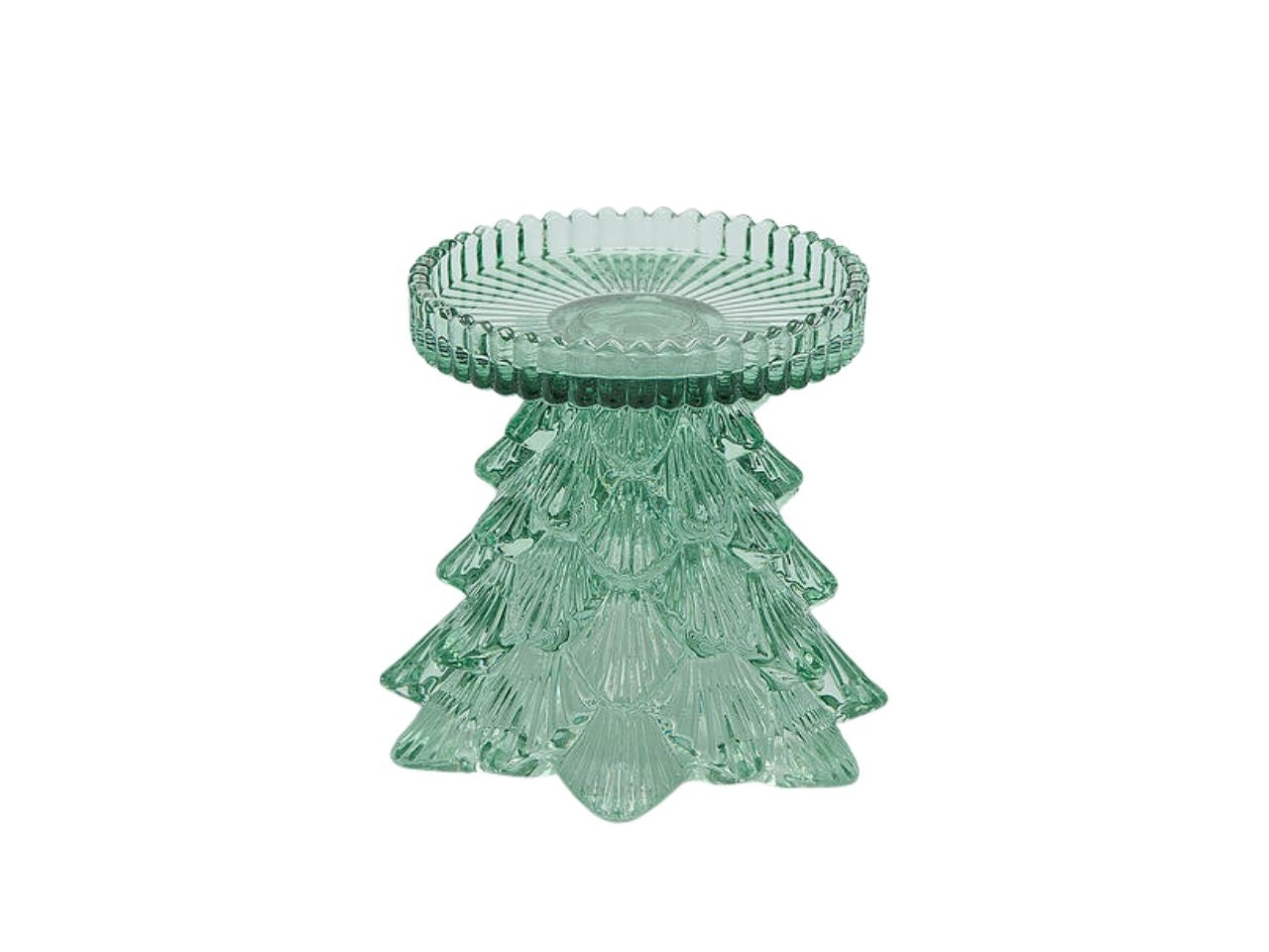 Portacandela albero in vetro 12xh.11cm verde