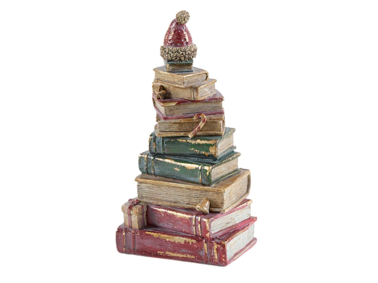 Albero libri 13x10xh.26cm in poliresina verde e rosso