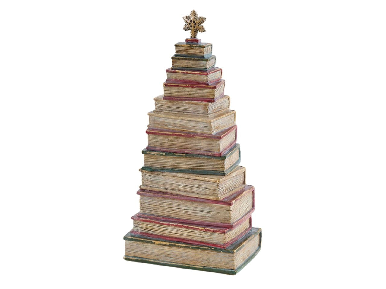 Albero libri 13x19xh.39cm in poliresina verde e rosso