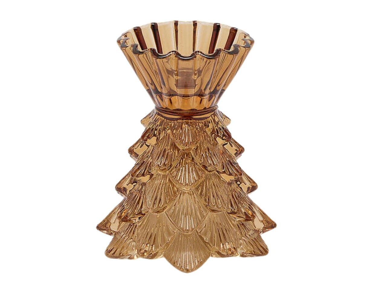 Portacandela albero in vetro 12xh.14cm marrone