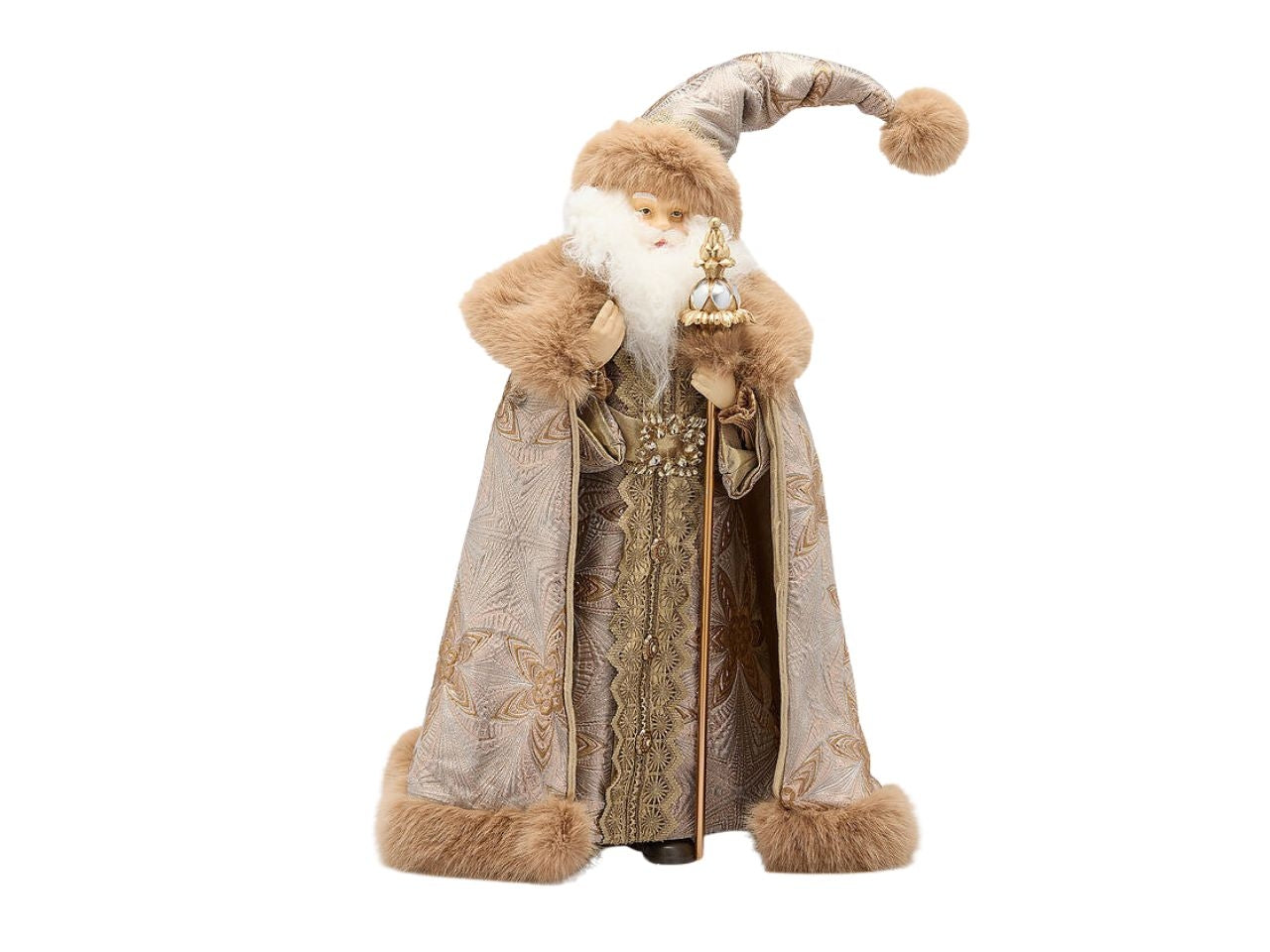 Babbo Natale maxi 77cm in poliresina con mantello platino