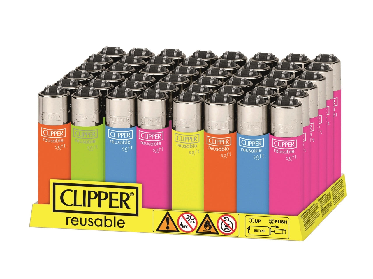 Accendino clipper soft touch fluo set da 48 accendini $