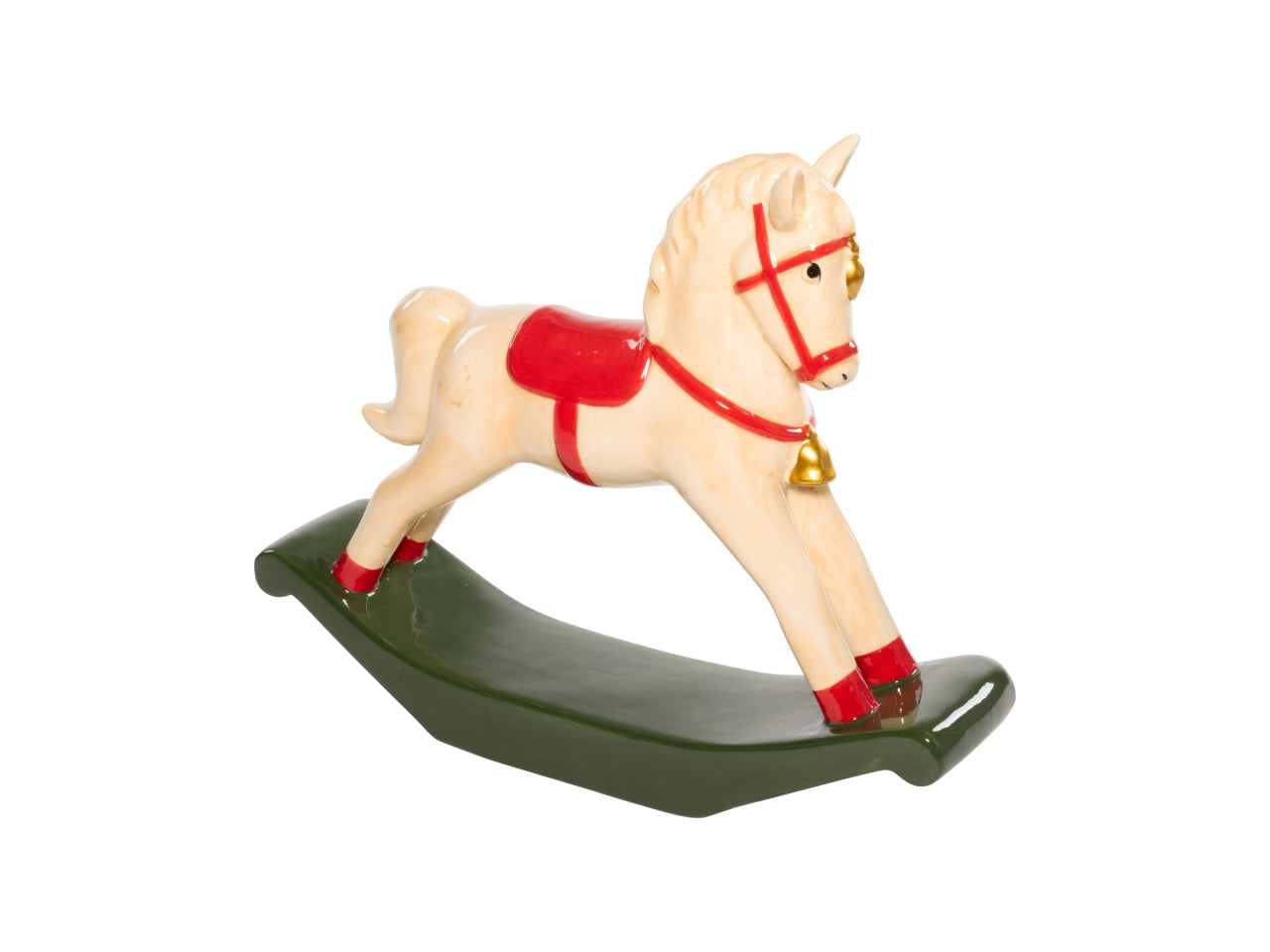 Cavallo a dondolo 26cm in ceramica