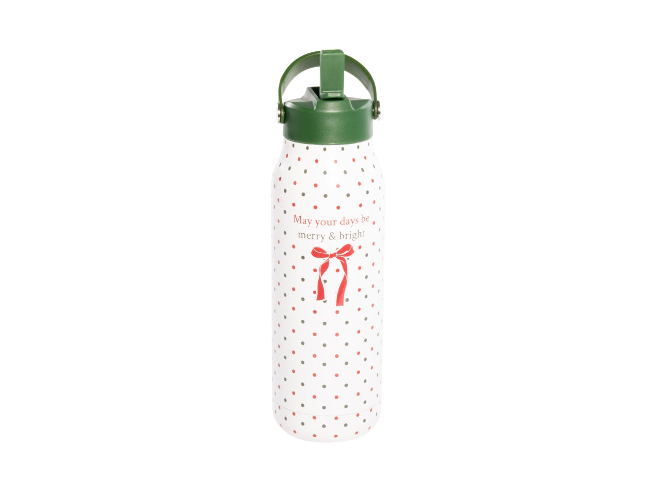 Borraccia termica natalizia 1000ml in acciaio inox con decoro fiocco