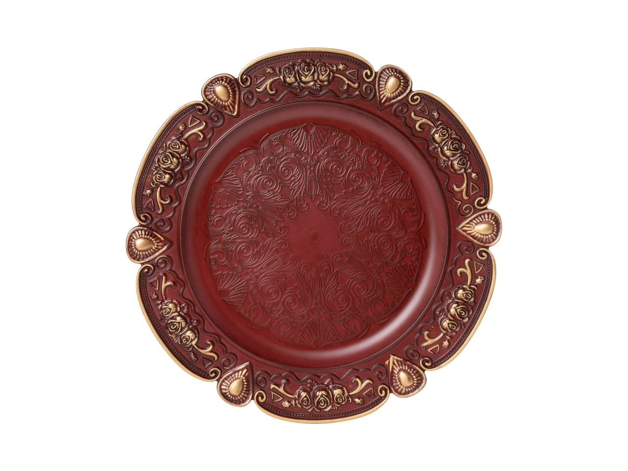 Sottopiatto 33cm in pvc rosso e oro