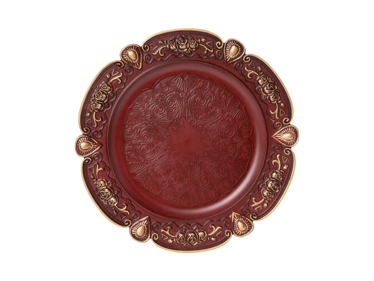 Sottopiatto 33cm in pvc rosso e oro