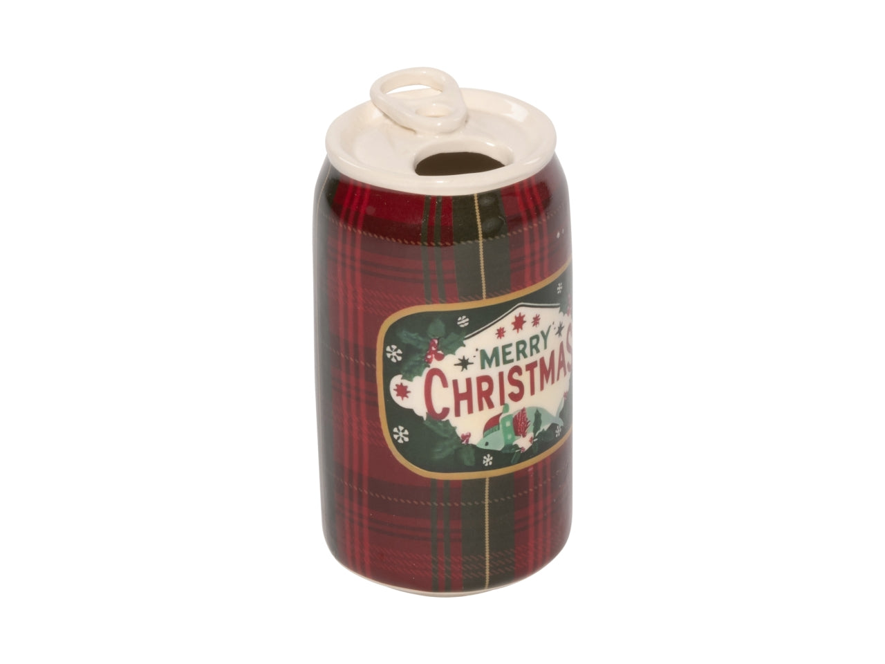 Vaso lattina 6x12cm in ceramica con scritta Merry Christmas