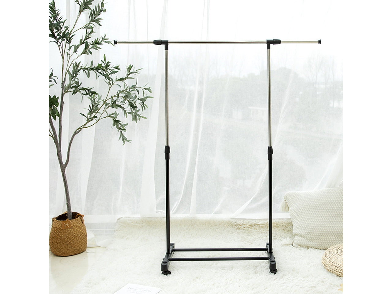 Porta abiti ambrogio estendibile singolo acciaio inossidabile e plastica 79x42x165cm