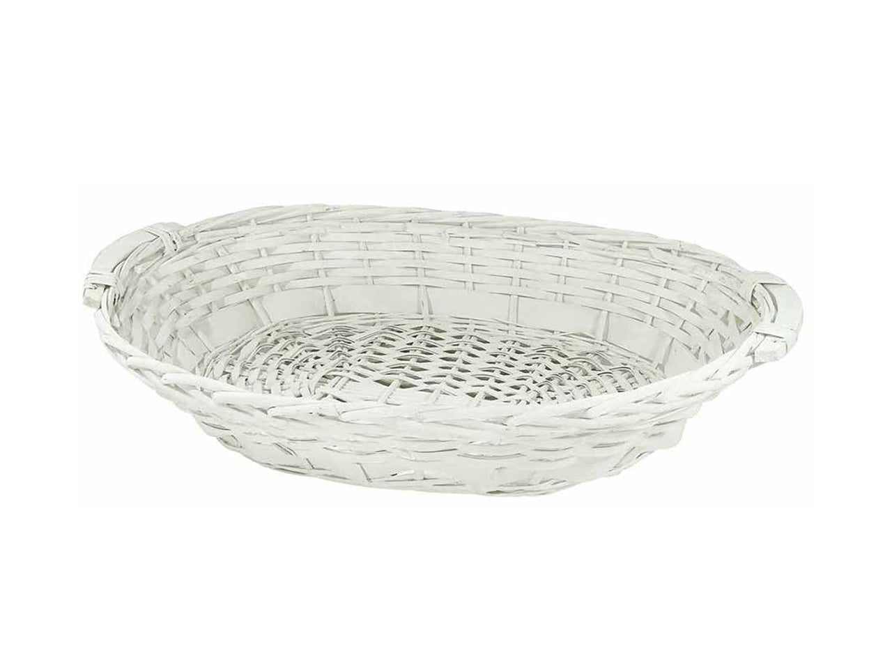 Cesto ovale in vimini bianco 58x45x14cm