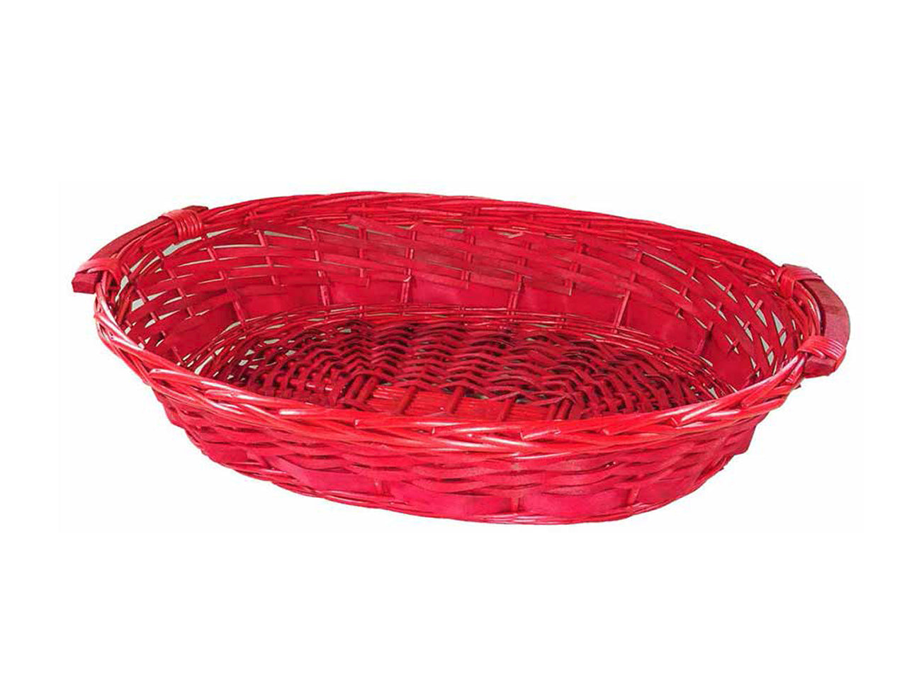 Cesto ovale in vimini rosso 58x45x13cm