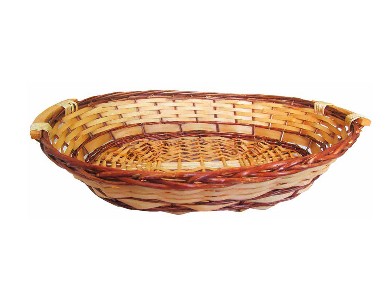 Cesto ovale in vimini marrone e miele 58x45x13cm