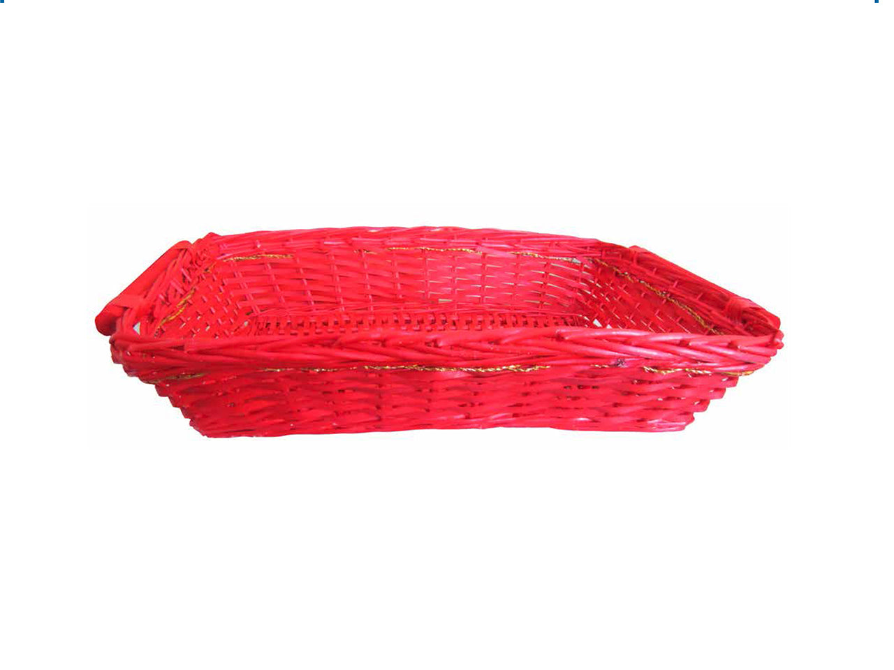 Cesto rettangolare in vimini rosso 56x43x13cm