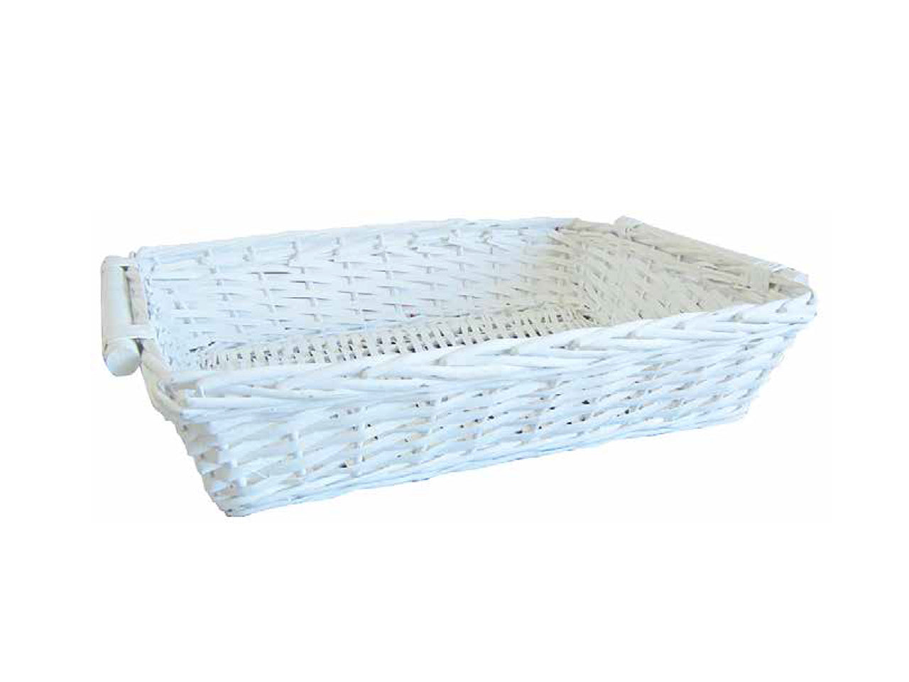 Cesto rettangolare in vimini bianco 56x43x13cm