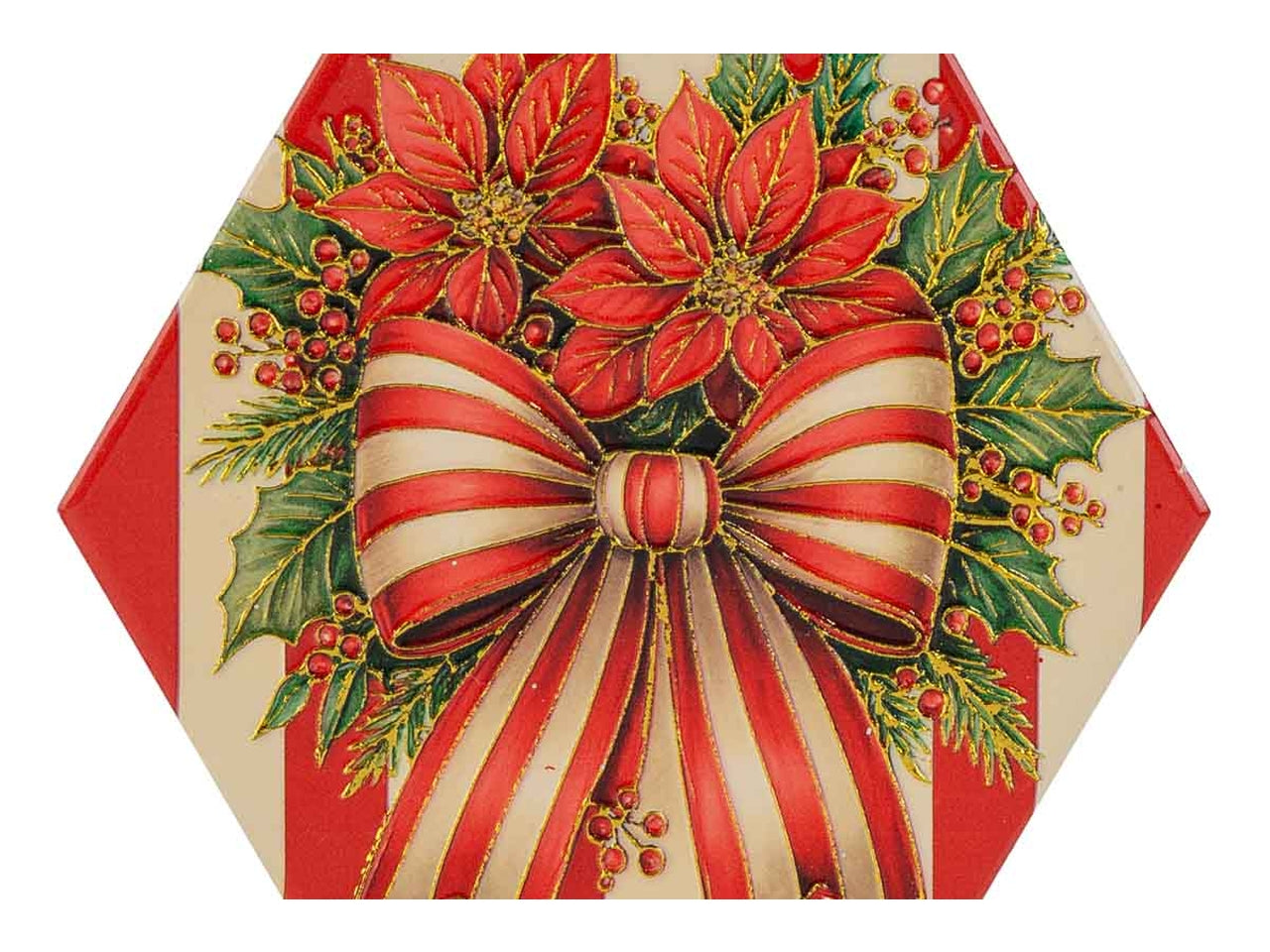 Sottobicchieri natalizi set 3 pezzi esagonali 11x9,5cm in 3 assortimenti