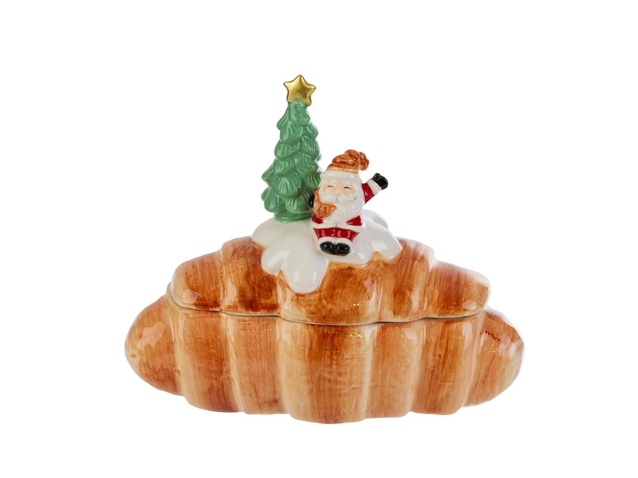 Barattolo croissant in ceramica con babbo natale 20x12xh.17cm