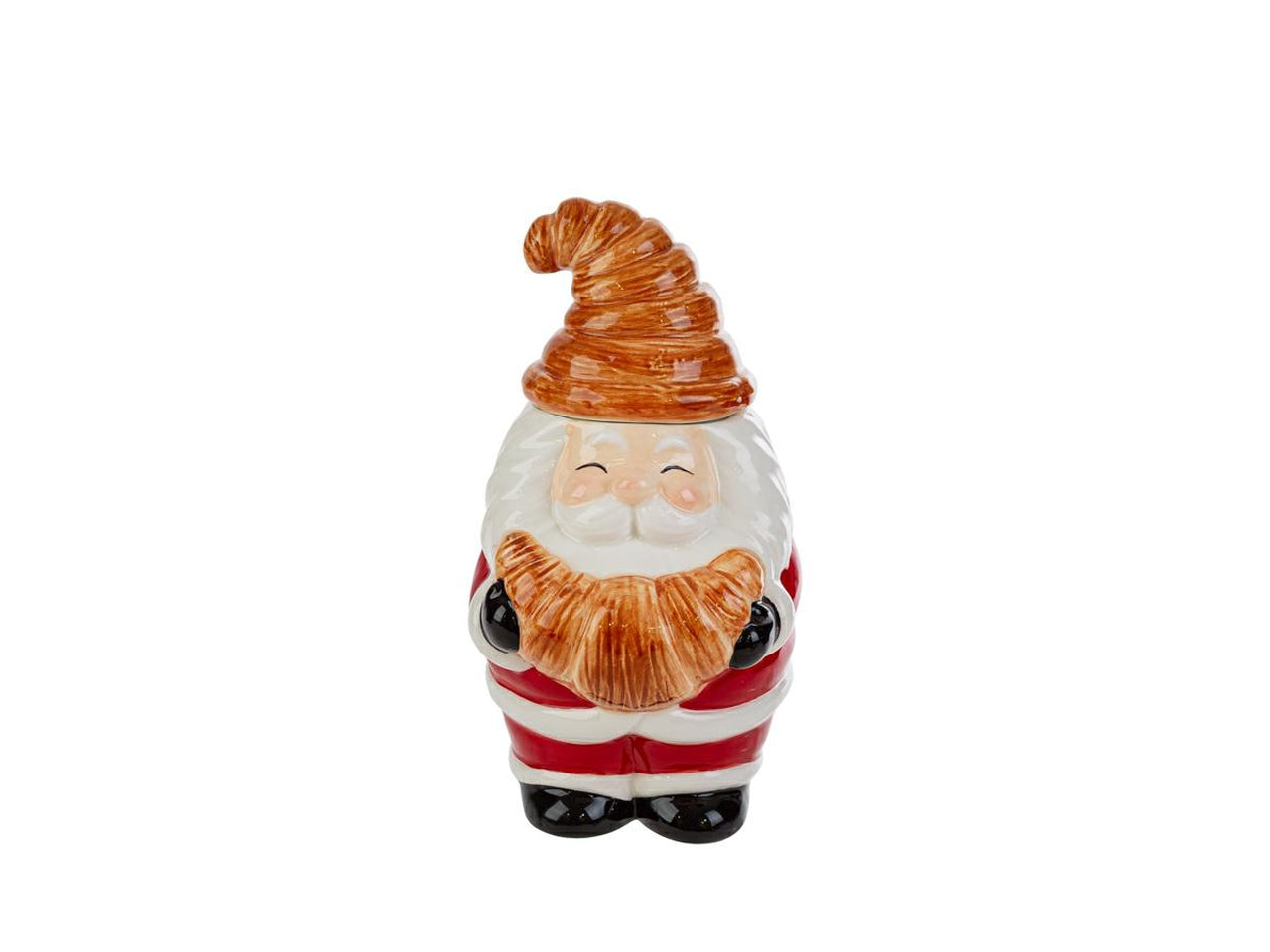 Barattolo croissant in ceramica con babbo natale 12x13xh.20cm