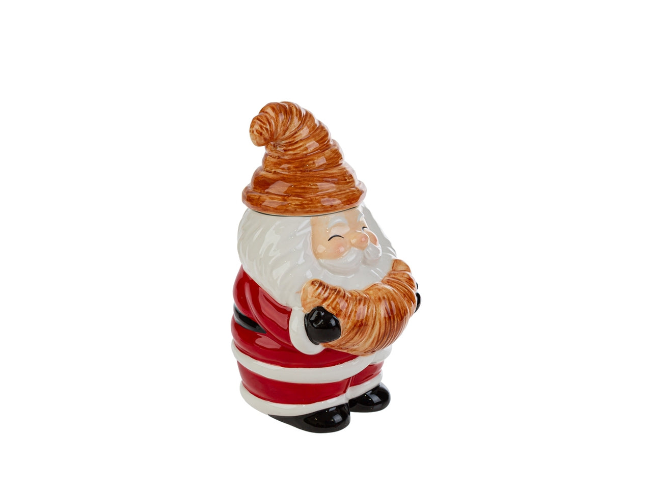 Barattolo croissant in ceramica con babbo natale 12x13xh.20cm