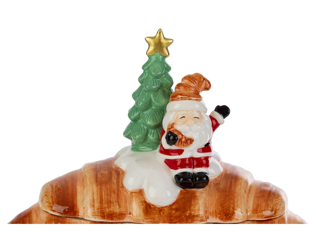 Barattolo croissant in ceramica con babbo natale 25x14xh.22cm