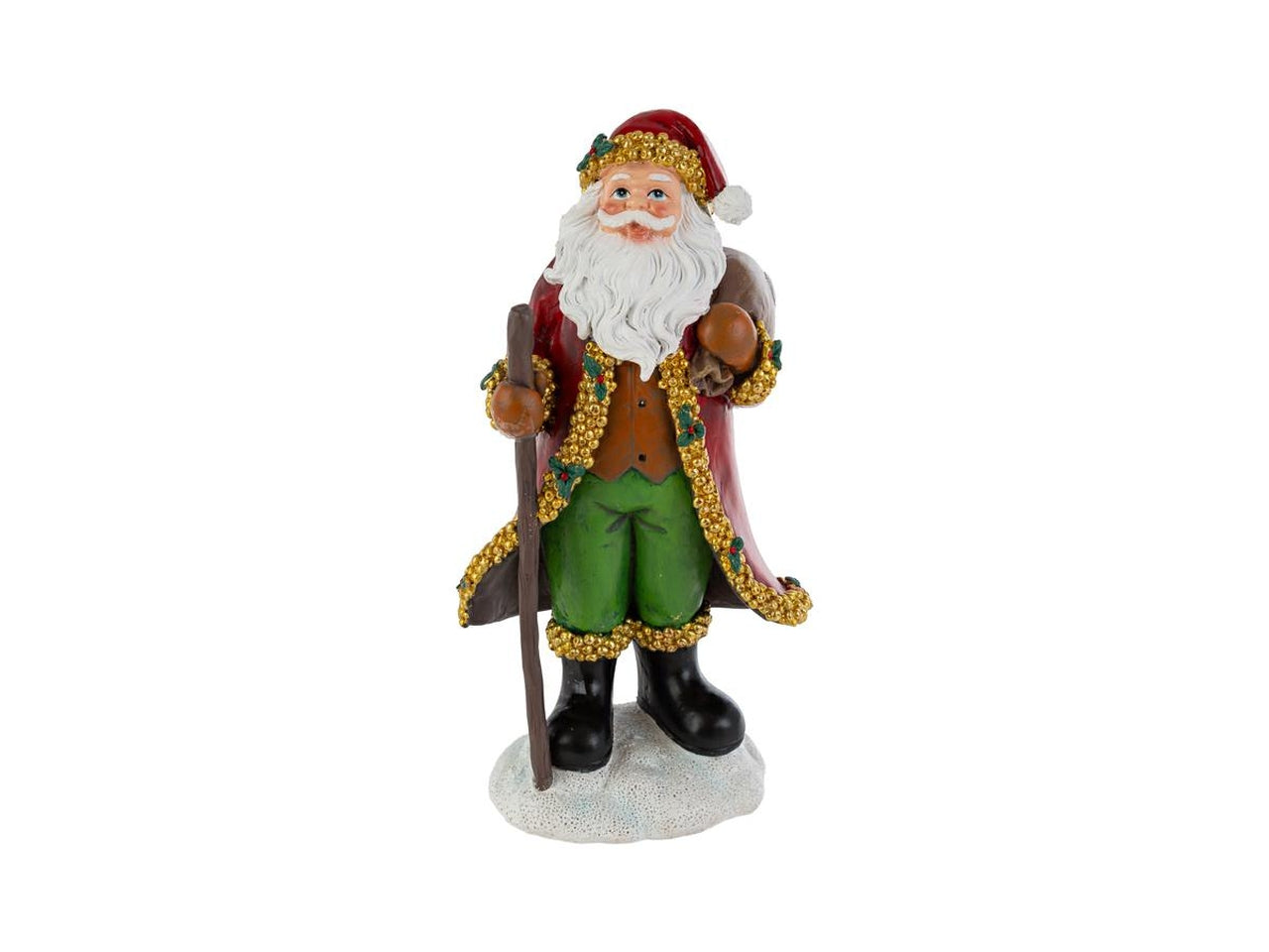 Babbo natale in resina con bastone 14x11xh.26,5cm